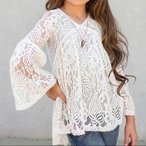 Joyfolie 3t Lace Boho Julia Top in Cream